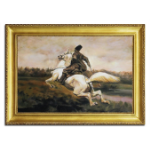 Obraz 75x105cm GALOP ręcznie malowany na płótnie, oprawiony w złotą ozdobną ramę