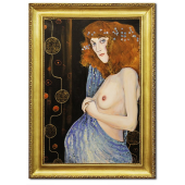 Obraz 75x105cm GUSTAV KLIMT ręcznie malowany na płótnie, oprawiony w złotą ozdobną ramę