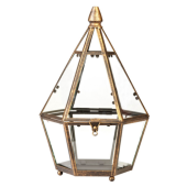 Lampion latarenka antyczna ozdobna 28cm postarzałe złoto